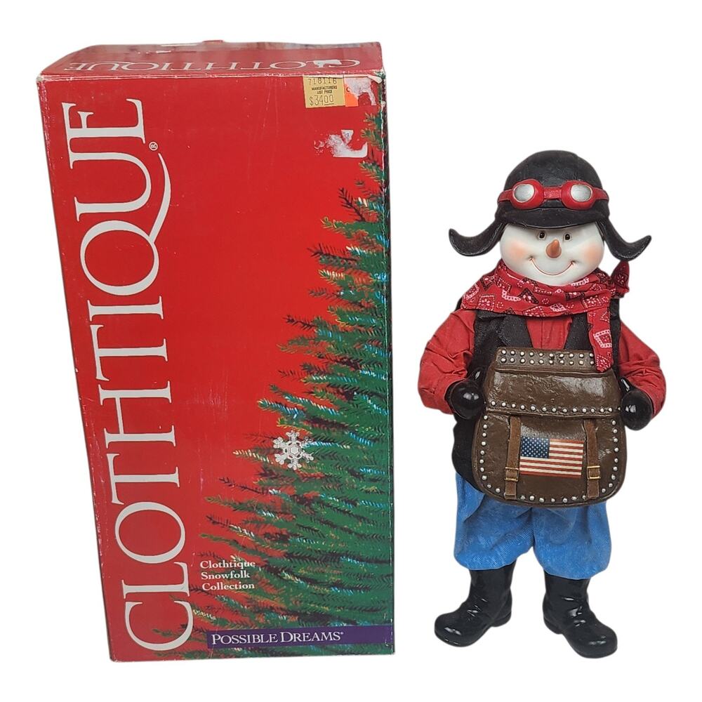 VTG 2003 Clothtique Possible Dreams Snowfolk Rocky Snowtread Biker 718116 w/box